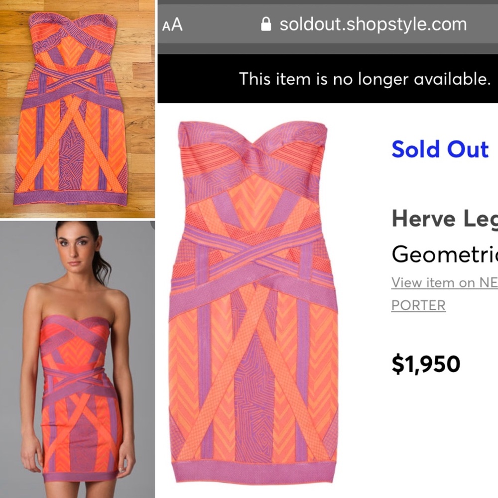 1950$ Hervé Leger mini bandage dress XXS